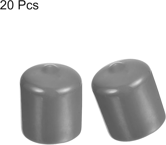 uxcell 20pcs Rubber End Caps Protective Caps 28mm ID Vinyl PVC Round Tube Bolt Cap Cover Screw Thread Protectors, Light Grey - Image 2