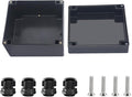 Project Box ABS Black Electrical Boxes IP67 Outdoor Waterproof box Electronic Junction Box Power Enclosure with Cable Glands for DIY Project 6.3 x 6.3 x 3.5 inch (160x160x90mm) by Otdorpatio