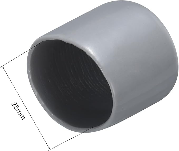 uxcell 20pcs Rubber End Caps 25mm(1") ID Vinyl PVC Round Tube Bolt Cap Cover Screw Thread Protectors Grey - Image 3
