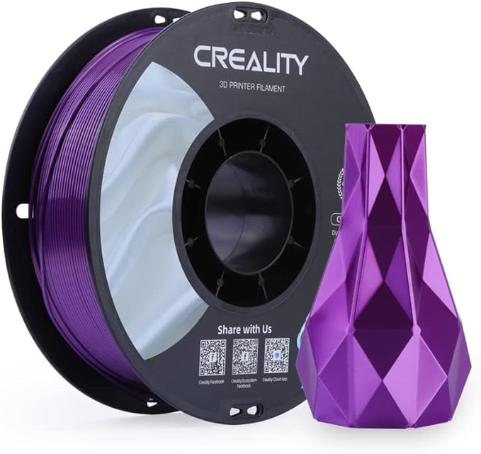 Creality PLA Silk 3D Printing Filament, 3D Printer Filament 1.75 mm, Smooth Texture, High Toughness, 3D Printing Filament 1KG/2.2lb, for All Printers (Purple) by Creality