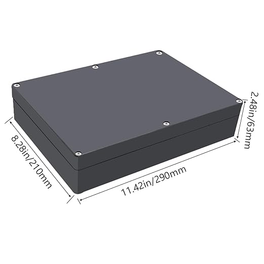 1 Pack Project Box IP65 Waterproof Junction Box ABS Plastic Black Electrical Boxes DIY Electronic Project Case Power Enclosure 11.42x8.27x2.48 inch (290 x 210 x63 mm) - Image 2