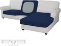 Easy-Going Stretch 3 Pieces Couch Cushion Covers for Sectional Sofa Left/Right L Shape Chaise Lounge Sofa Seat slipcover Anti-Slip Sofa Cover Soft (2 Seater + 1 Chaise, Navy) by Easy-Going
