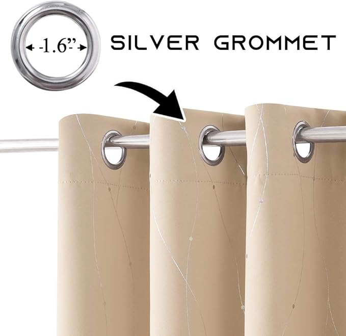 NICETOWN Bedroom Room Darkening Curtains - Triple Weave Microfiber Grommet Top Thermal Insulated Solid Room Darkening Panels/Drapes for Kid's Room (Biscotti Beige, 1 Pair, 52 inches by 95 Inch) - Image 5