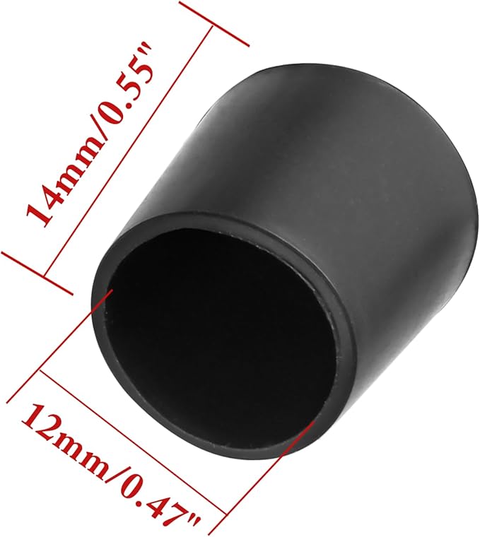 20 Pcs Round Rubber Furniture Leg Caps, 1/2"(12mm) Vinyl Flexible Chair Leg Floor Protectors/Covers Plastic End Caps for Patio/Indoor Furniture Leg Caps Railing (Black) - Image 2