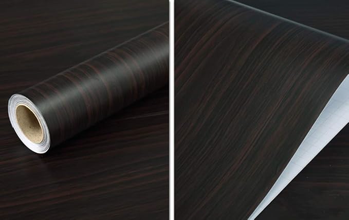 Teemall Black Brown Wood Grain Contact Paper Self Adhesive Shelf Liner Dresser Drawer Cabinet Sticker 15.6 by 79in （Black Brown Maple Wood ） - Image 2