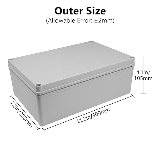 LeMotech Junction Box IP67 Waterproof Dustproof Electrical Box Project Box DIY Enclosure Gray 11.8X 7.8X 4.1inch (300x200x105mm) - Image 2