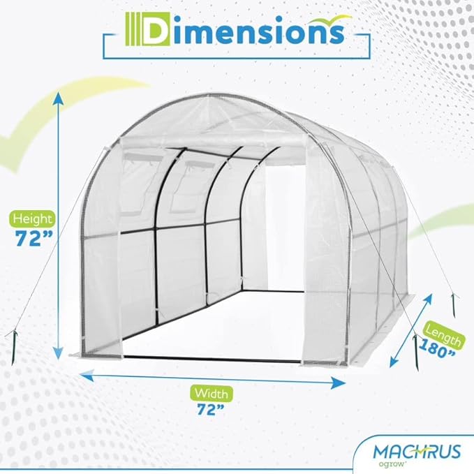 Machrus Ogrow Deluxe Walk-in Tunnel Greenhouse with White Cover - Image 2