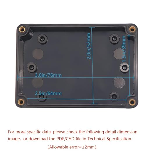 Junction Box, Zulkit Project Box IP65 Waterproof Outdoor Box ABS Plastic Electrical Boxes Electronic Enclosure Black 3.27 x 2.28 x 1.30(Pack of 4) - Image 5