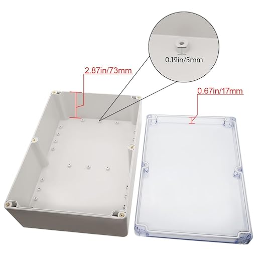 LeMotech ABS Plastic Junction Box Dustproof Waterproof IP65 Electrical Enclosure Box Universal Project Enclosure Grey with PC Transparent Clear Cover 10.4 x 7.2 x 3.7 inch (263 x 182 x 95 mm) - Image 4