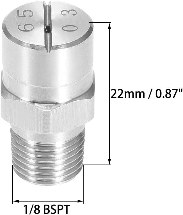 uxcell Flat Fan Spray Tip - 1/8BSPT Male Thread 304 Stainless Steel Nozzle - 65 Degree 1.1mm Orifice Diameter - 2 Pcs - Image 2