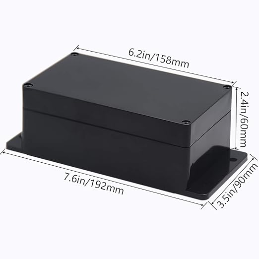 Zulkit Junction Box ABS Plastic Dustproof Waterproof IP65 Universal Electrical Boxes Project Enclosure with Fixed Ear Black 6.22 x 3.54 x 2.36 Inch (158 x 90 x 60mm)(Pack of 2) - Image 2