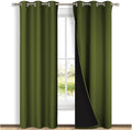 NICETOWN Olive Green Full Shade Curtain Panels, 37" Wide x 80" Long, Olive Green, Pair of Thermal Insulated & Energy Efficiency Blackout Drapes for Living Room, Lined Silky Performance Window Dressing by NICETOWN