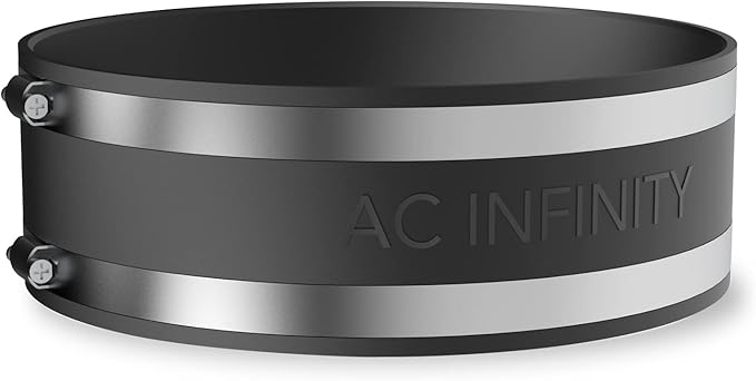 AC Infinity Noise Reduction Clamp 8-Inch, Duct Coupler with Stainless Steel Clamps, Flexible Rubber Coupling for Inline Fans and Carbon Filters in Growing and HVAC by ACInfinity
