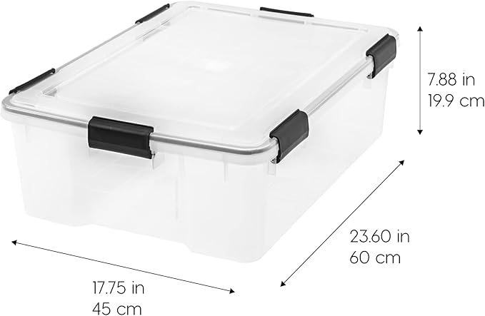 IRIS USA 41 Quart WEATHERPRO Plastic Storage Box with Durable Lid and Seal and Secure Latching Buckles, Clear with Black Buckles, 1 Pack - Image 6