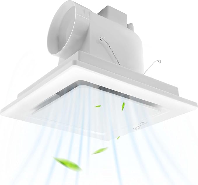 Bathroom Fan Ceiling Mount Exhaust Ventilation,141 CFM 0.7 Sones,4 Inches Duct,White,Very Quiet Ventilation and Exhaust Fan (No LED Lights) by POWERENG