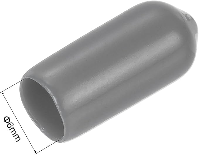 uxcell 20pcs Rubber End Caps 6mm(1/4") ID Vinyl PVC Round Tube Bolt Cap Cover Screw Thread Protectors Dark Grey - Image 3