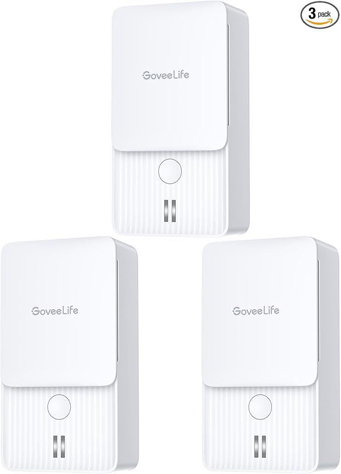 GoveeLife Water Leak Detectors 3 Pack, 100dB Adjustable Audio Alarm and Leak and Drip Alerts, Detector for Home, Bedrooms, Basement, Warehouse, Cabin/RV by GoveeLife