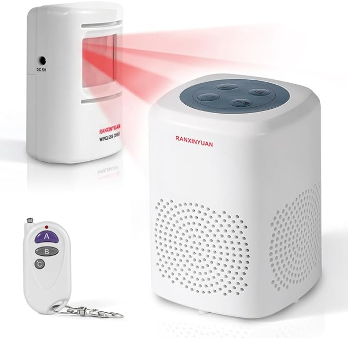 Barking Dog Alarm Motion Detector,Pir Human Body Sensor Alarm Electronic Burglar Deterrent Loud Siren,with Remote & USB,Say Goodbye to Unwanted Intruders by Ranxinyuan