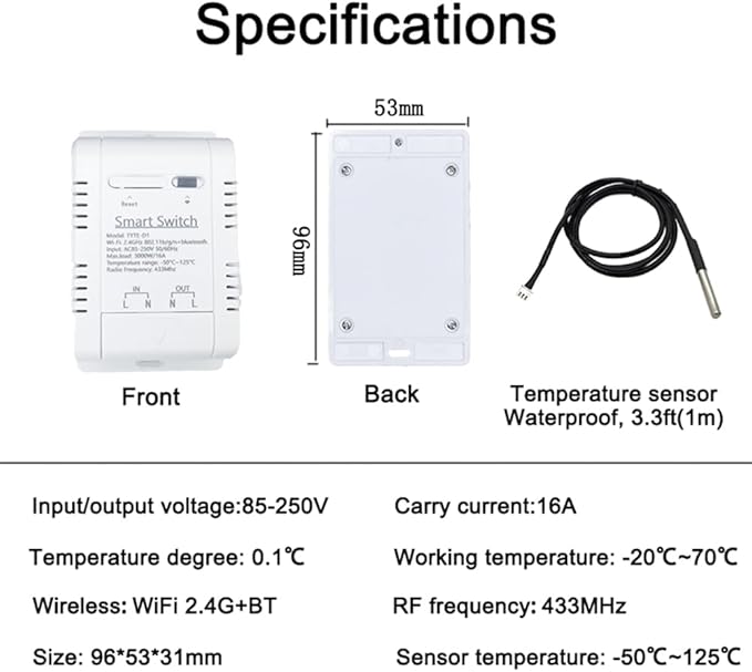 WiFi Temperature Controller Sensor Module Wireless Remote Control with Energy Consumption Monitoring, for Greenhouse, Homebrew, Climbing Pet Breeding, Incubator, Alexa Voice - Image 9