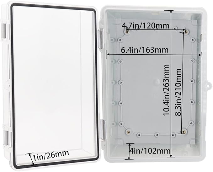 Waterproof Outdoor Electrical Box Junction Box Weatherproof IP67 ABS Plastic Enclosure Switch Router Project Box with Mounting Plate with Wall Bracket 2 Cable Glands Clear 11.4"x7.5"x5.5" - Image 4