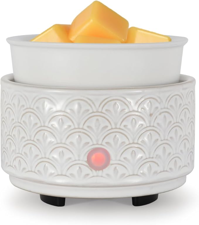 kobodon Ceramic Wax Melt Warmer - 3-in-1Electric Wax Warmer-Fragrance Candle Burner for Scented Wax Tarts and Essential Oils - Wax Melts as Gifts for Moms Grandma Women Girls（White-Gray） by Kobodon