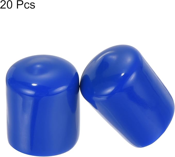 uxcell 20pcs Rubber End Caps 22mm ID Vinyl Round Tube Bolt Cap Cover Screw Thread Protectors Blue - Image 2