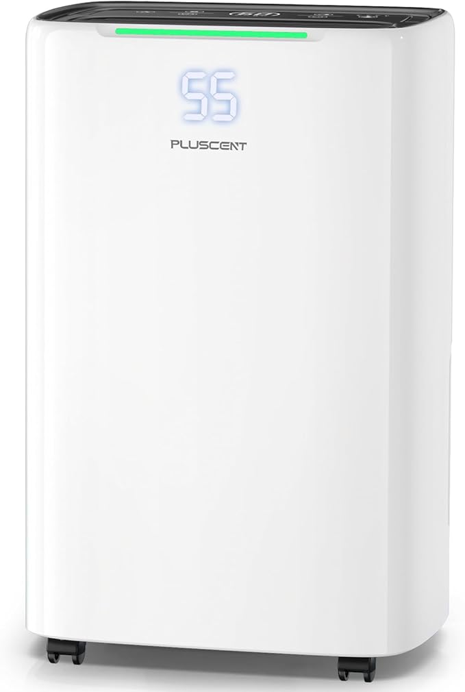 5000 Sq. Ft Dehumidifier for Basement, Max 52 Pints Dehumidifiers for Home & Large Room with Drain Hose, Manual & Auto Drainage, 4 Modes, Intelligent Humidity Control, 24H Timer, Auto Defrost by PLUSCENT