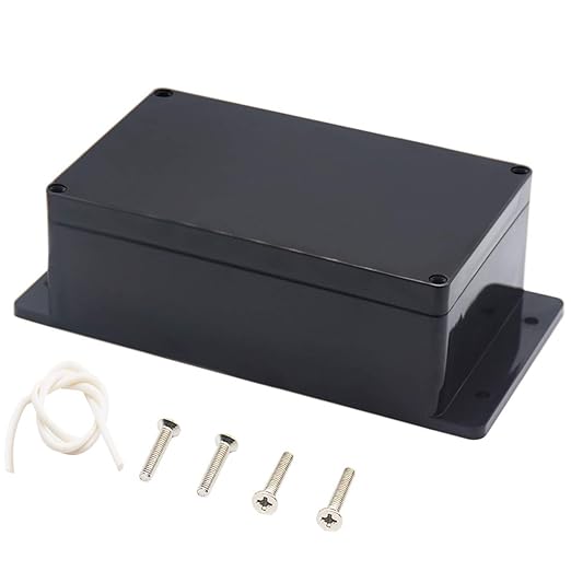Zulkit Junction Box ABS Plastic Dustproof Waterproof IP65 Universal Electrical Boxes Project Enclosure with Fixed Ear Black 7.87 x 4.72 x 2.95 Inch (200 x 120 x 75 mm)(Pack of 1) by Zulkit