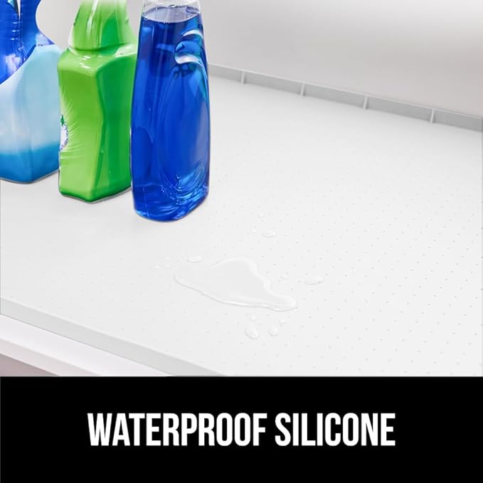 GORILLA GRIP Waterproof Silicone Under Sink Mat with Raised Lip for Kitchen and Bathroom, 46 x 22 in, Cabinet Shelf Liner Stay in Place Mats Dishwasher Safe Drawer Liner, Organizer Tray, White - Image 3