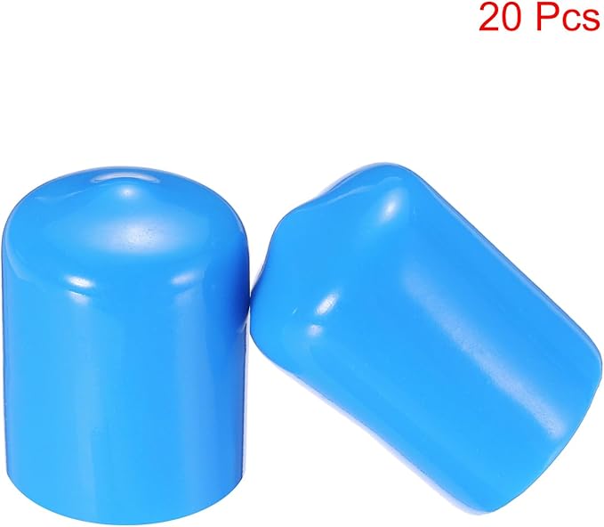 uxcell 20pcs Rubber End Caps 15mm(9/16") ID Vinyl PVC Round Tube Bolt Cap Cover Screw Thread Protectors,Light Blue - Image 2