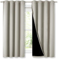 NICETOWN Extra Long Truly Blackout Drapes for Hall and Villa, 46-inch Width Each Panel, 45-inch Length, Natural, 2 Pieces, 100% Blackout Window Curtain Panels with Black Lined for Night Shift Worker by NICETOWN
