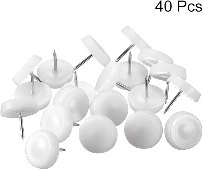 uxcell Furniture Feet Nail Plastic Glide Nails Chair Table Leg Protector Pads 20mm Dia White 40pcs - Image 3