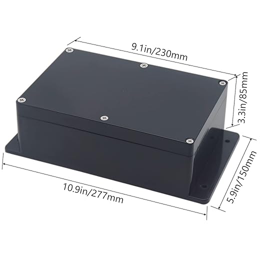 Junction Box, Zulkit Project Box Waterproof Dustproof IP65 ABS Universal Electrical Boxes Enclosure with Fixed Ear Black 9.06 x 5.91 x 3.35 inch (230 x 150 x 85 mm)(Pack of 1) - Image 2