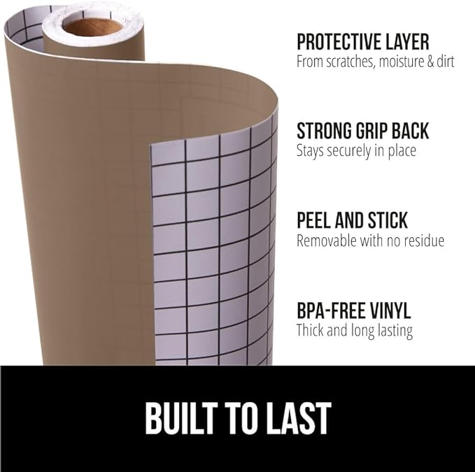 GORILLA GRIP Peel and Stick Paper, Removable Cover for Books, Shelves, Countertops, Drawers, Cabinets and Crafts, Easy Install Kitchen Decor, Shelf, Drawer, Cabinet Liners, 11.8 in x 20 FT Dark Beige - Image 2
