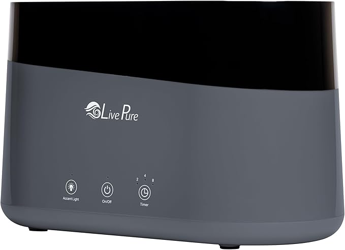 LivePure LP300HUM Aqua Flame Cool Mist Humidifier – Small Ultrasonic Plant Humidifier Indoor with Essential Oil Diffuser – Dorm Essentials, Apartment, Desks & Home Office Graphite - 0.20 Gal/ .75L - Image 7
