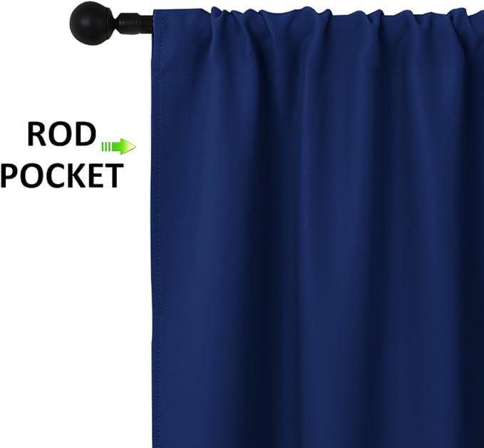 NICETOWN 2 Panels Blackout Curtains, Rod Pocket Thermal Insulated Drapes for Kitchen, Heavy Duty Small Window Treatment for Dorm Room, Studio Apartment, Basement (Royal Blue, W42 x L30) - Image 2