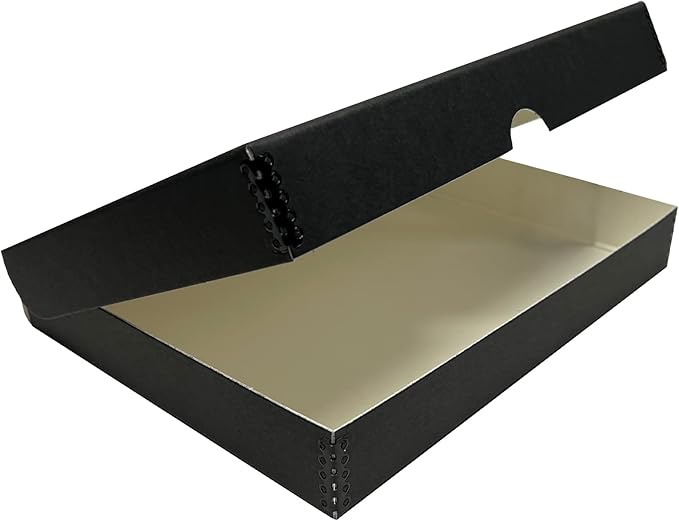 Lineco Archival Folio Storage Box. Metal Edge Archival Boxboard, Clamshell Lid. 9.5 x 12.5 x 1.75 inches. by Lineco