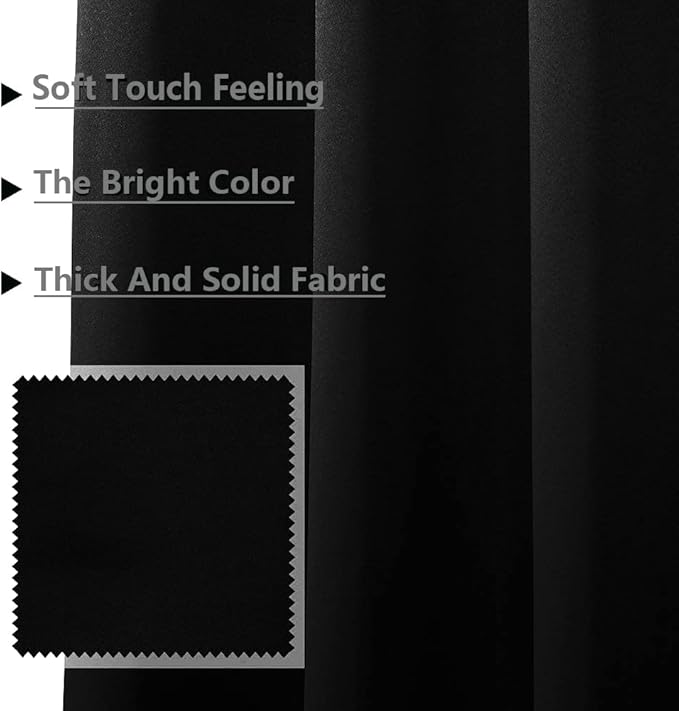 MYSKY HOME Blackout Curtain for Bedroom, Black Curtains for Bathroom 45 Inch Length Grommet Room Darkening Curtain, Amazing Triple Weave Thermal Insulated Curtain, 1 Curtain Panel, 42 x 45 in, Black - Image 3