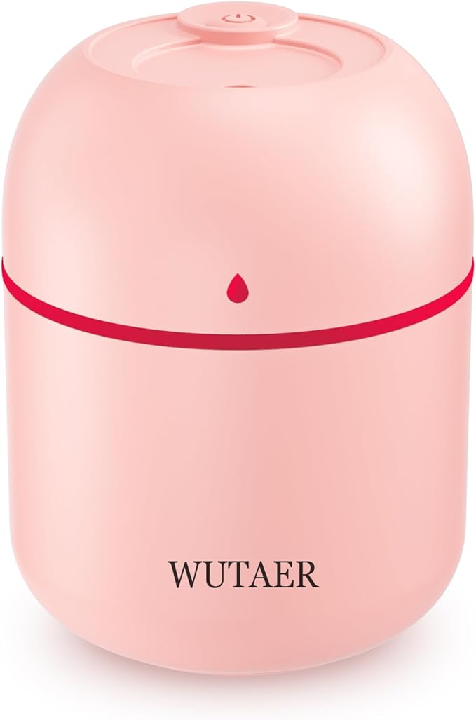 Portable Small Humidifier, WUTAER USB Personal Desktop Humidifier for Car, Office Room, Bedroom, Auto Shut-Off, 2 Mist Modes, Super Quiet(220ml, Pink) by Unknown