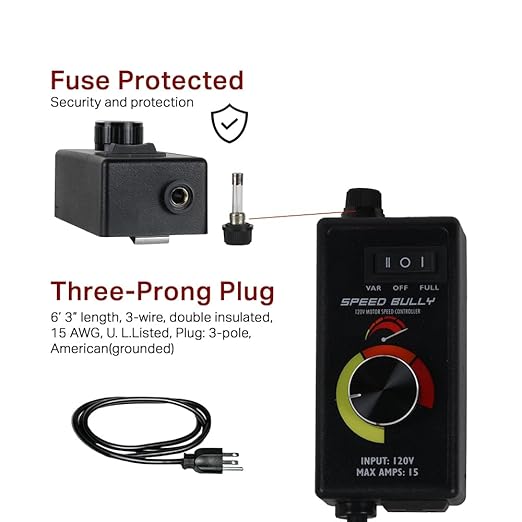 Speed Bully Motor Fan Speed Controller 120V, Variable Speed Controller for Electric Motor, Fans, Pumps, Routers, AC & DC Motors, Inline Duct Fan Controller, Perfect AC Motor Speed Control - Image 5