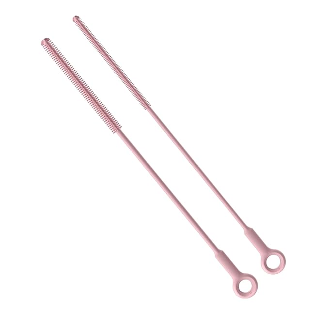 Reusable Silicone Straw Cleaner Brush Set, 2-Pack Extra Long Straw Cleaning Brush for Metal Glass Water Bottle Drinking Straws, Flexible&Bendable Design, Dishwasher Safe, 6mm & 8mm Diameter by Leucite