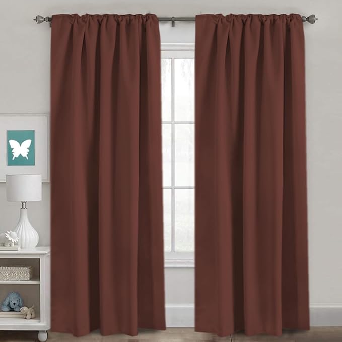 H.VERSAILTEX Blackout Curtains Thermal Insulated Window Treatment Panels Room Darkening Blackout Drapes for Living Room Back Tab/Rod Pocket Bedroom Draperies (2 Panels, Rust, 52 x 96 Inch) - Image 2