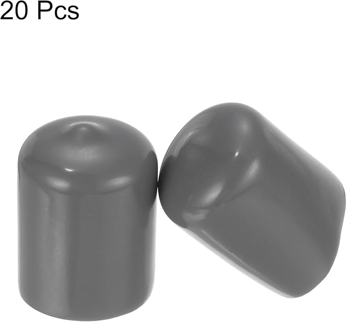 uxcell 20pcs Rubber End Caps 21mm ID Vinyl PVC Round Tube Bolt Cap Cover Screw Thread Protectors Dark Grey - Image 2