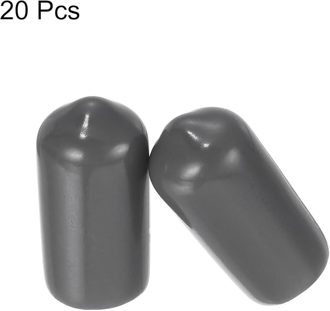 uxcell 20pcs Rubber End Caps 8mm ID Vinyl PVC Round Tube Bolt Cap Cover Screw Thread Protectors Dark Grey - Image 2