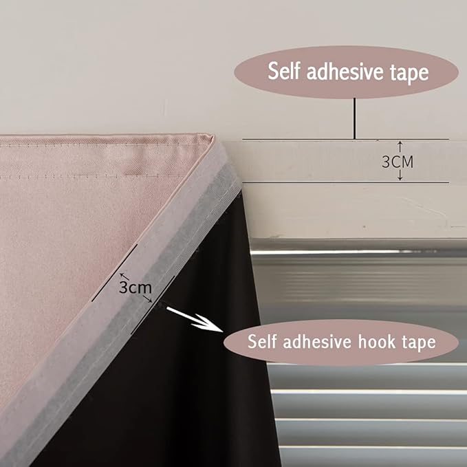 Autohesion Curtains for Windows,Bedroom Blackout Curtains for - Thermal Lnsulated No Drill Curtains Room Darkening Black Small Drapes, JILRON,(1 Panels,47Wx63L inch-Tender Pink) - Image 8