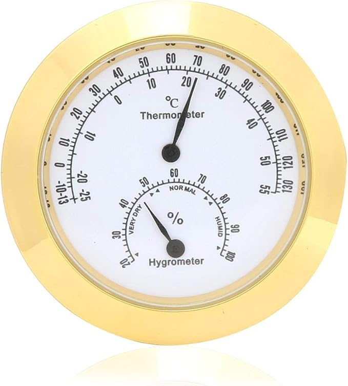 Tbest Guitar Analog Hygrometer,Round Alloy Digital Thermometer Hygrometer Humidity Temperature Meter for Violin Guitar Case for Indoor and Outdoor by LetYourCarMoreColorful