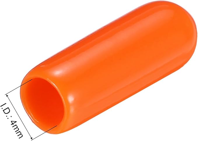 uxcell 20pcs Rubber End Caps 4mm(0.2") ID Vinyl PVC Round Tube Bolt Cap Cover Screw Thread Protectors,Orange - Image 3