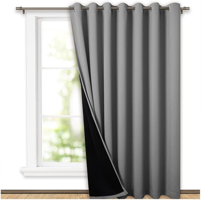NICETOWN Total Shade Patio Door Curtain, Heavy-Duty Full Light Shading Sliding Door Drape Room Divider Curtain, Vertical Blinds for Window（1 Panels, 100 inches Wide x 84 inches Long, Silver Gray - Image 2