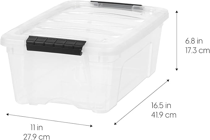 IRIS USA 13 QT Plastic Storage Box with Lid and Latches - 6 Pack - BPA-Free, See-Through Organizing Solution, Durable Nestable Stackable Containers, Secure Pull Handle - Clear - Image 2
