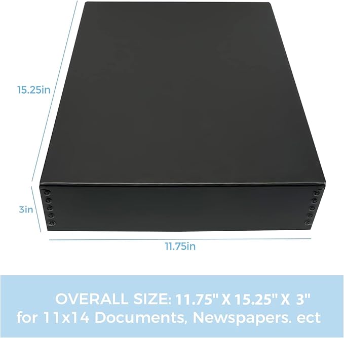 Lineco, 11x14 Black Museum Archival Storage Box, Drop Front Design, 11.75x15.25x3 in, Acid-Free with Metal Edge, Preserves Picture Longevity, Organize Photos Documents, Crafts, DIY, 2 Pack - Image 2